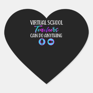 Womens Fun Remote Learning Virtual School Teachers Heart Sticker