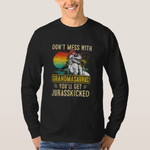 Womens Fun Women Retro Grandmasaurus Dinosaur Rex T-Shirt