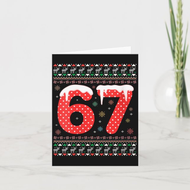 Womens Funny 67 Meme Christmas Pjs Six Seven Gen A Card (Front)