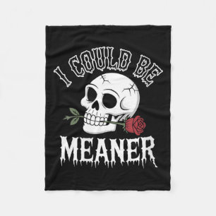 Womens Funny Adult Humour Quote Skull With Rose - Fleece Blanket