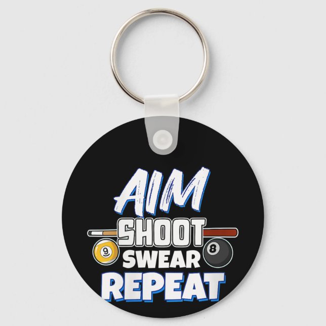 Womens Funny Aim Pool Player Gift Billiard Balls Key Ring (Front)