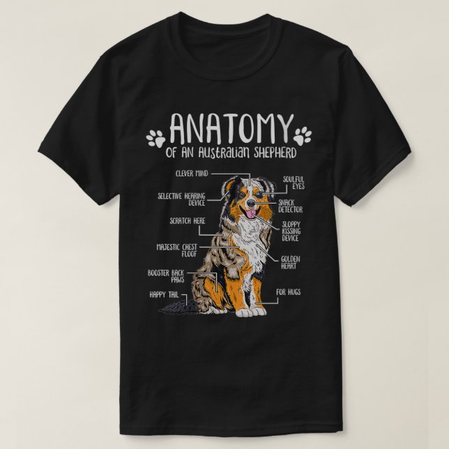 Womens Funny Anatomy Australian Shepherd Dog Lover T-Shirt (Design Front)