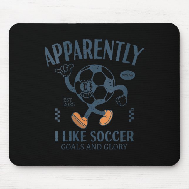 Womens Funny Apparently, I Like Soccer V-neck  Mouse Mat (Front)