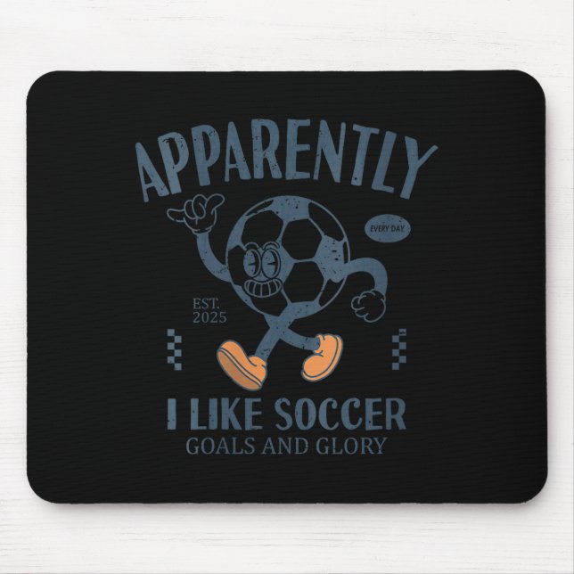 Womens Funny Apparently, I Like Soccer V-neck  Mouse Mat (Front)