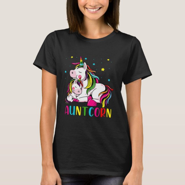 Womens Funny Auntcorn Unicorn Costume Aunt Mom T-Shirt (Front)