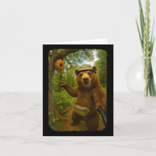 Womens Funny Bear Selfie Near Beehive Hiking Throu Card