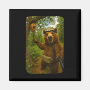 Womens Funny Bear Selfie Near Beehive Hiking Throu Magnet