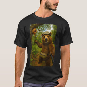 Womens Funny Bear Selfie Near Beehive Hiking Throu T-Shirt