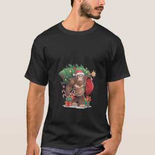 Womens Funny Bigfoot Sasquatch Christmas Tree Ligh T-Shirt