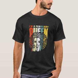 Womens Funny Black African Queen February Birthday T-Shirt