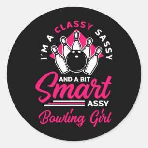 Womens Funny Bowling Lover Bowler Bowlers Bowling Classic Round Sticker