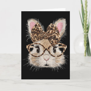 Women's Funny Bunny Face Gles Bandanna Leopard Rab Card