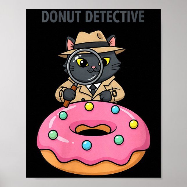 Women's funny cat detective doughnut noir mystery poster (Front)