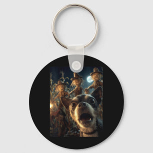 Womens Funny Chihuahua Selfie With Scarecrows Key Ring