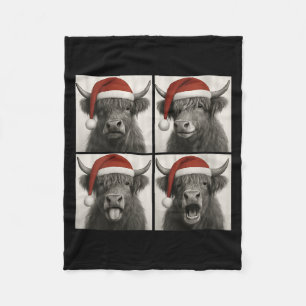 Womens Funny Christmas Highland Cow Santa Photo Bo Fleece Blanket