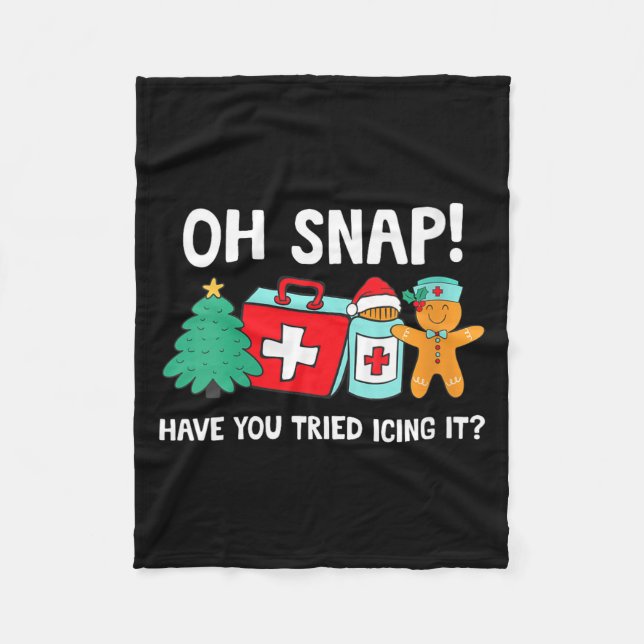 Womens Funny Christmas Nurse Have You Tried Icing  Fleece Blanket (Front)