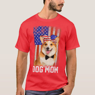 Womens Funny Corgi Dog Mom Usa Flag Mothers Day166 T-Shirt