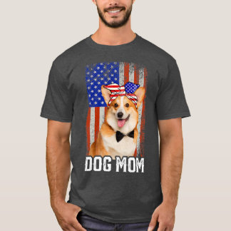 Womens Funny Corgi Dog Mom Usa Flag Mother's Day16 T-Shirt