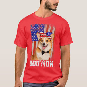 Womens Funny Corgi Dog Mum Usa Flag Mothers Day166 T-Shirt