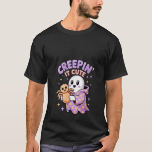 Womens Funny Creepin It Cute Ghost Halloween V Nec T-Shirt