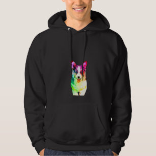 Womens Funny Cute Corgi Watercolor Painting Hoodie