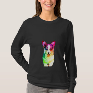 Womens Funny Cute Corgi Watercolor Painting T-Shirt