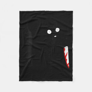 Womens Funny Cute Kawaii Scary Halloween Black Dog Fleece Blanket