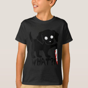 Womens Funny Cute Kawaii Scary Halloween Black Dog T-Shirt