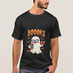 Womens Funny Cute Nerd Ghost Book Lover Halloween T-Shirt