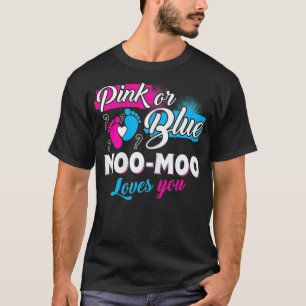 Womens Funny Cute Pink Or Blue MooMoo Loves You Ge T-Shirt