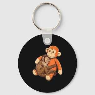 Women's funny cute punch monkey hugging plushie key ring