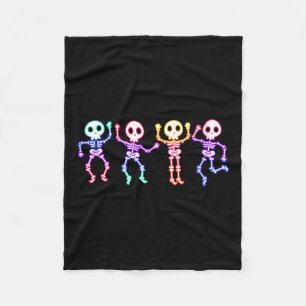 Womens Funny Dancing Skeletons Ghost Glow In The H Fleece Blanket