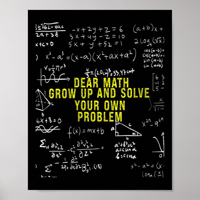 Womens Funny Dear Math Grow Up And Solve Your Own  Poster (Front)