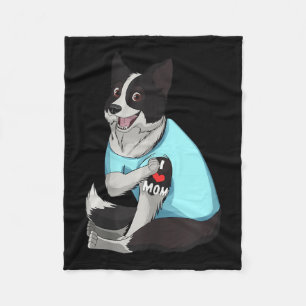Womens Funny Dog Border Collie Love Mum Tattoo Gif Fleece Blanket