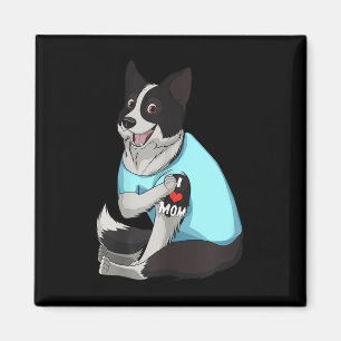 Womens Funny Dog Border Collie Love Mum Tattoo Gif Magnet