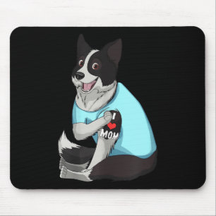 Womens Funny Dog Border Collie Love Mum Tattoo Gif Mouse Mat