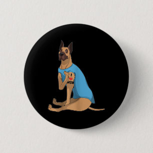 Womens Funny Dog Great Dane I Love Mum Tattoo Gift 6 Cm Round Badge