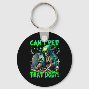 Womens Funny Dog Lover Skeleton Halloween Dog Key Ring