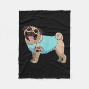 Womens Funny Dog Pug I Love Mum Tattoo Gift Tee Fleece Blanket