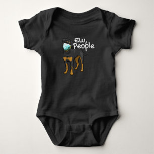 Womens Funny Dog Wearing a Mask Sign - Rottweiler Baby Bodysuit