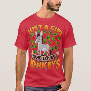 Womens Funny Donkey Animal Lover Just A Girl Who L T-Shirt