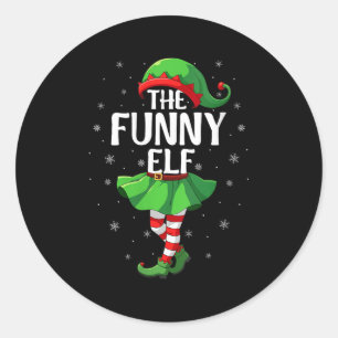 Womens Funny Elf Christmas Girls Women Elf Squad X Classic Round Sticker