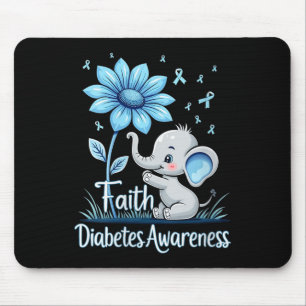 Womens Funny Faith Elephant Sunflower Ribbon Diabe Mouse Mat
