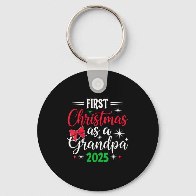 Womens Funny First Christmas As Grandpa 2025 Match Key Ring (Front)