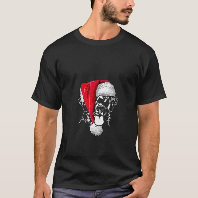 Womens Funny Flat Coated Retriever Santa Christmas T-Shirt (Front)