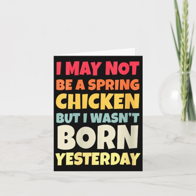 Womens Funny Getting Older Retro Spring Chicken Bi Card (Front)