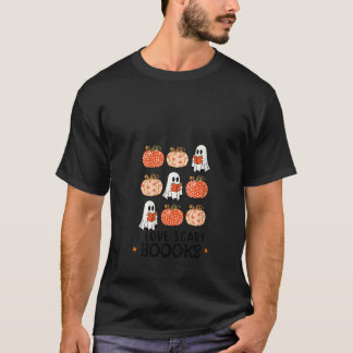 Womens Funny Ghost Book Reading Pumpkins Halloween T-Shirt