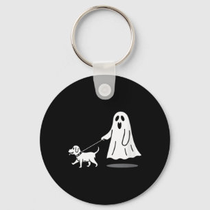 Womens Funny Ghost Walking Dog Ghost Dog Halloween Key Ring