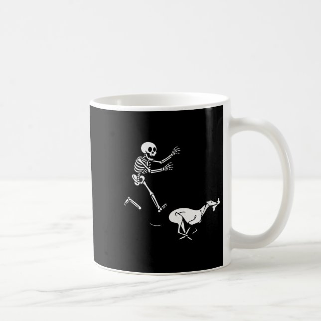 Womens Funny Ghound Running Skeleton Halloween V-n Coffee Mug (Right)
