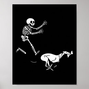 Womens Funny Ghound Running Skeleton Halloween V-n Poster